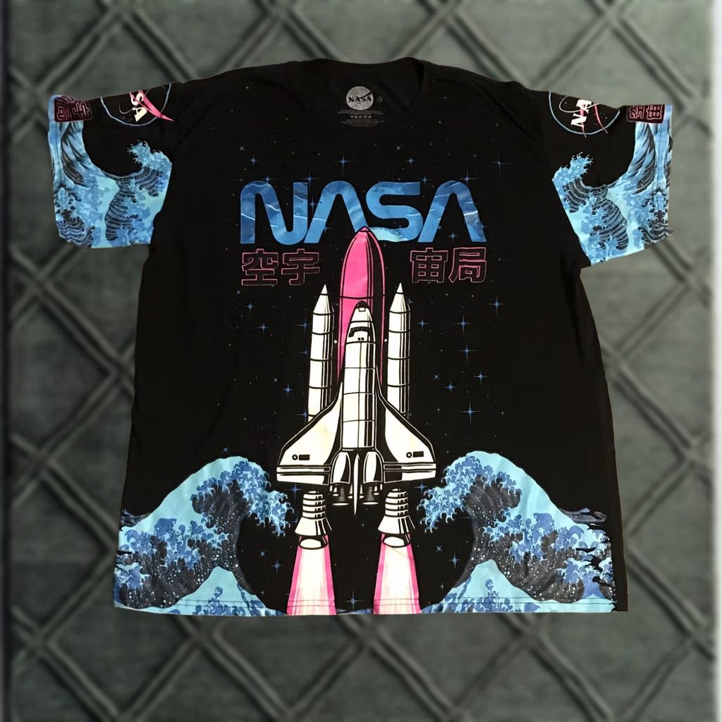NASA Nasa Shirt Mens 3XL Black Great Wave Kanagawa Space Ship full graphic Size Size US XXL / EU 58 / 5 - 1 Thumbnail