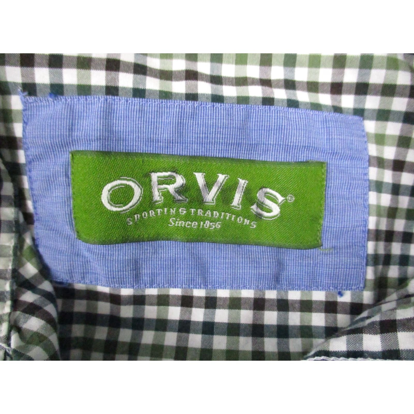 Orvis VINTAGE ORVIS Shirt Medium Men's Green Gray Plaid Button Long Sleeve Cotton Pocketed Size US M / EU 48-50 / 2 - 4 Thumbnail