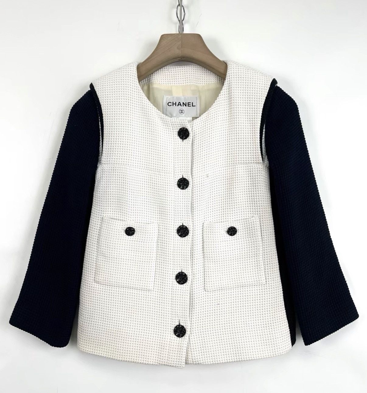 Chanel Chanel Runway Color-block Waffle Knit Cardigan K12 Size XXS / US 00 / IT 34 - 1 Thumbnail