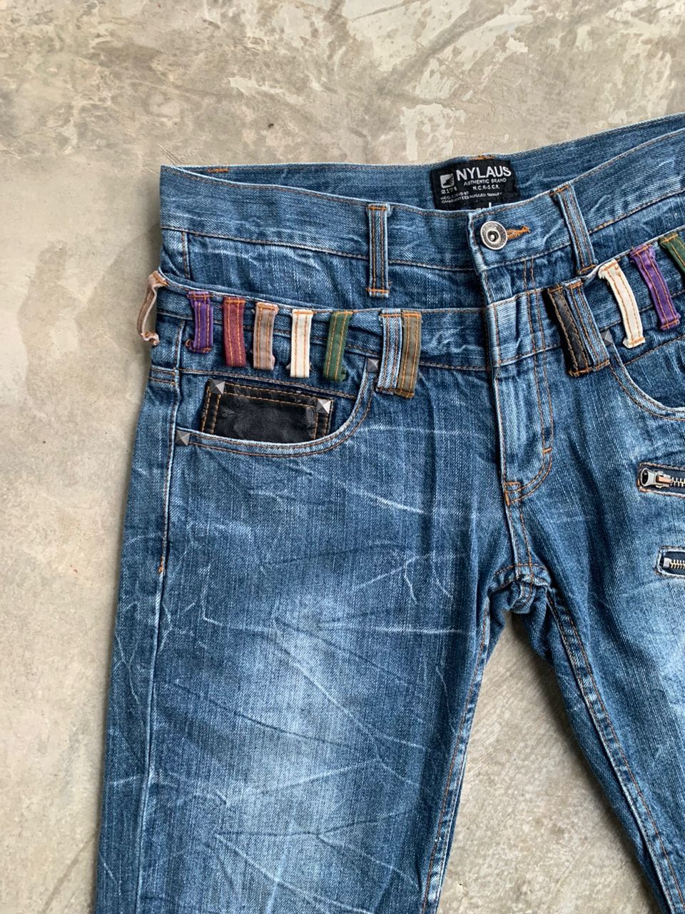 Designer × Japanese Brand Double Waist Crazy Lightning Wash Jeans Size US 32 / EU 48 - 1 Thumbnail