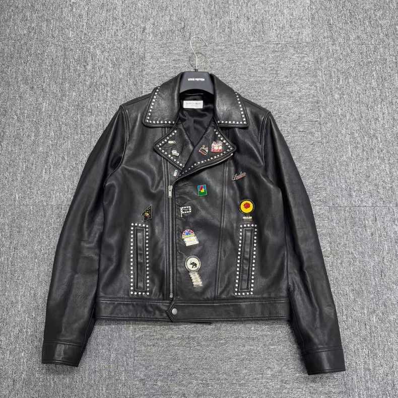 Saint Laurent Paris Black Studded Leather Motorcycle Jacket Size US L / EU 52-54 / 3 - 1 Thumbnail