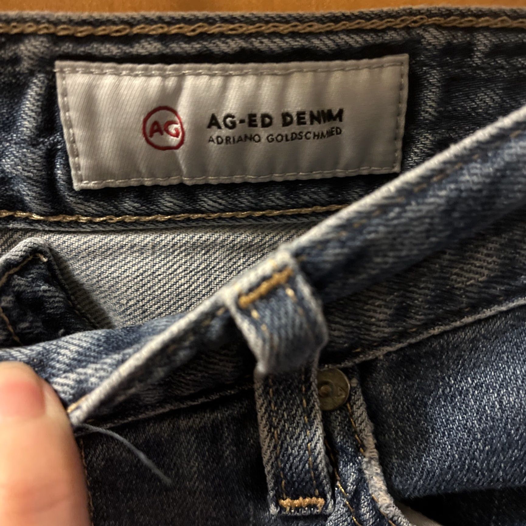 Denime VINTAGE AG Adriano Goldschmied Womens Jeans The Ex Boyfriend Slim Fit Denim 25R Blue Women Slim 25 R Jeans Size 42" / US 20 - 3 Thumbnail