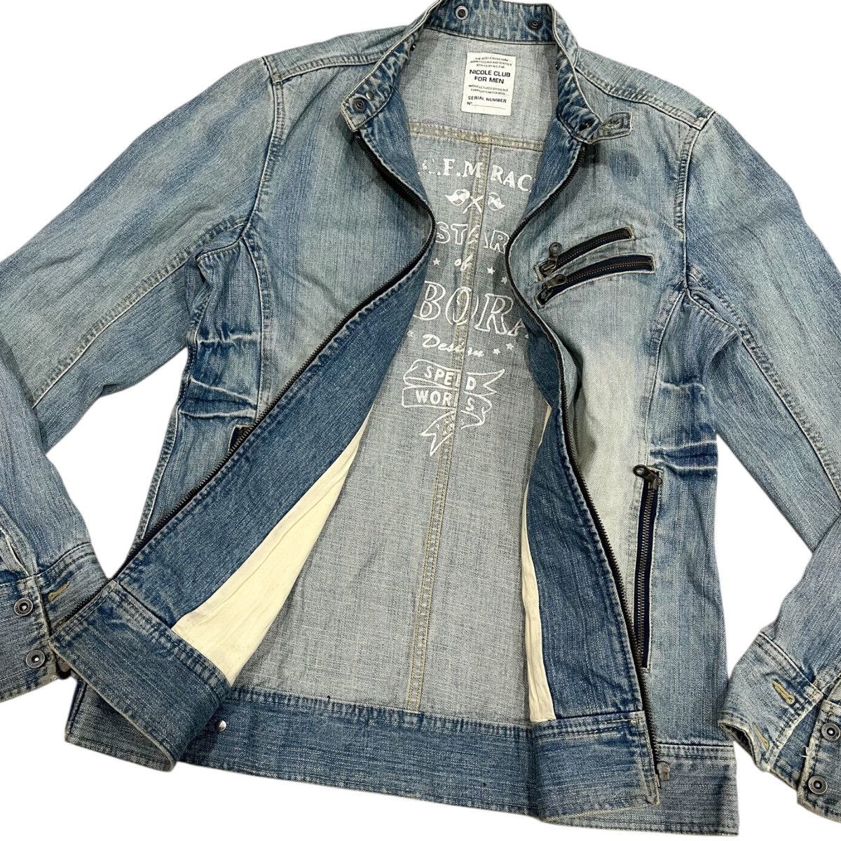 Nicole Club 2000s Nicole Club For Men Denim Biker Jacket Size US L / EU 52-54 / 3 - 7 Thumbnail