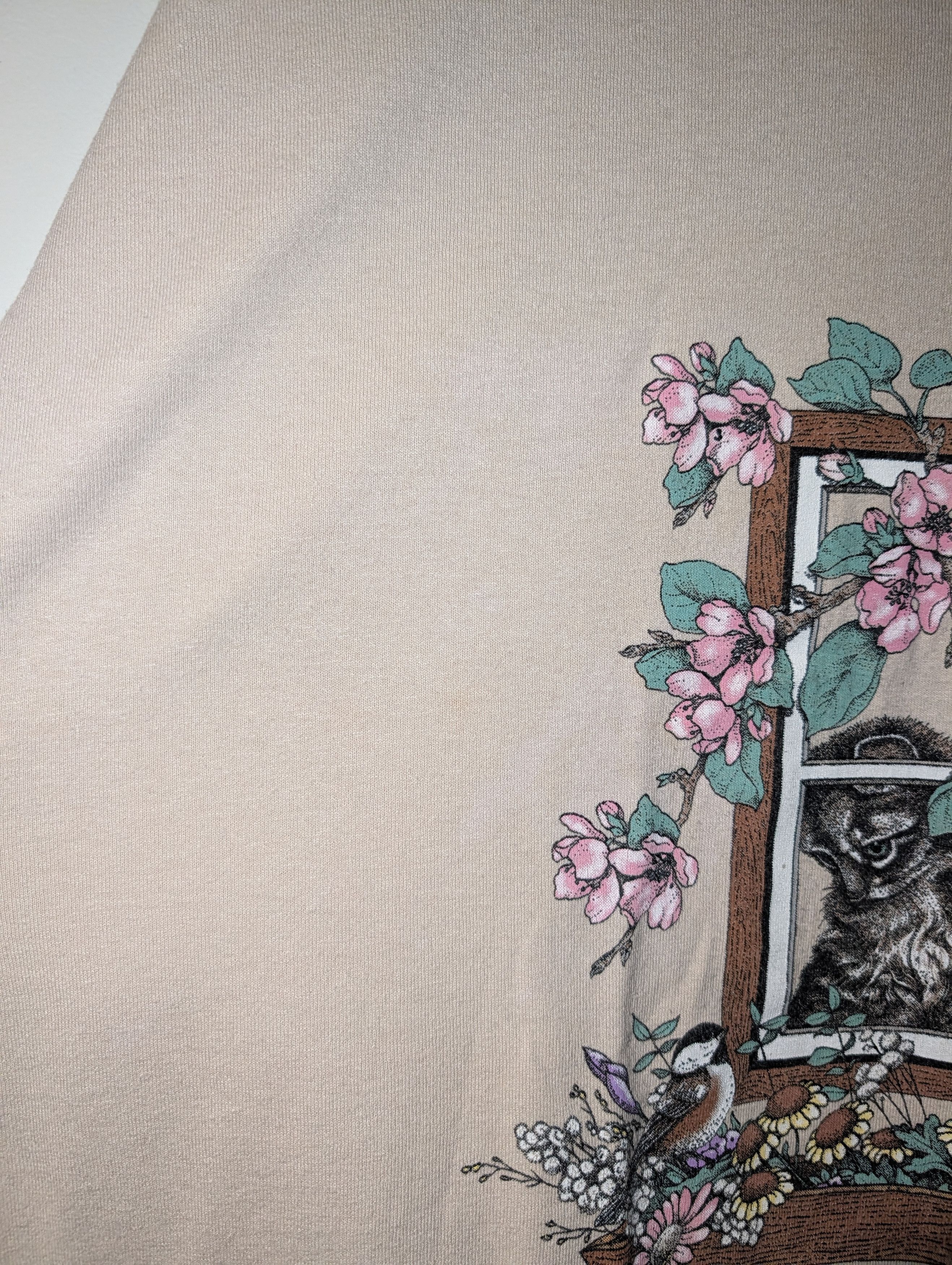 Arts & Science Vintage Kittens Cat Animal Nature Window Flower T-Shirt Size US XL / EU 56 / 4 - 6 Thumbnail