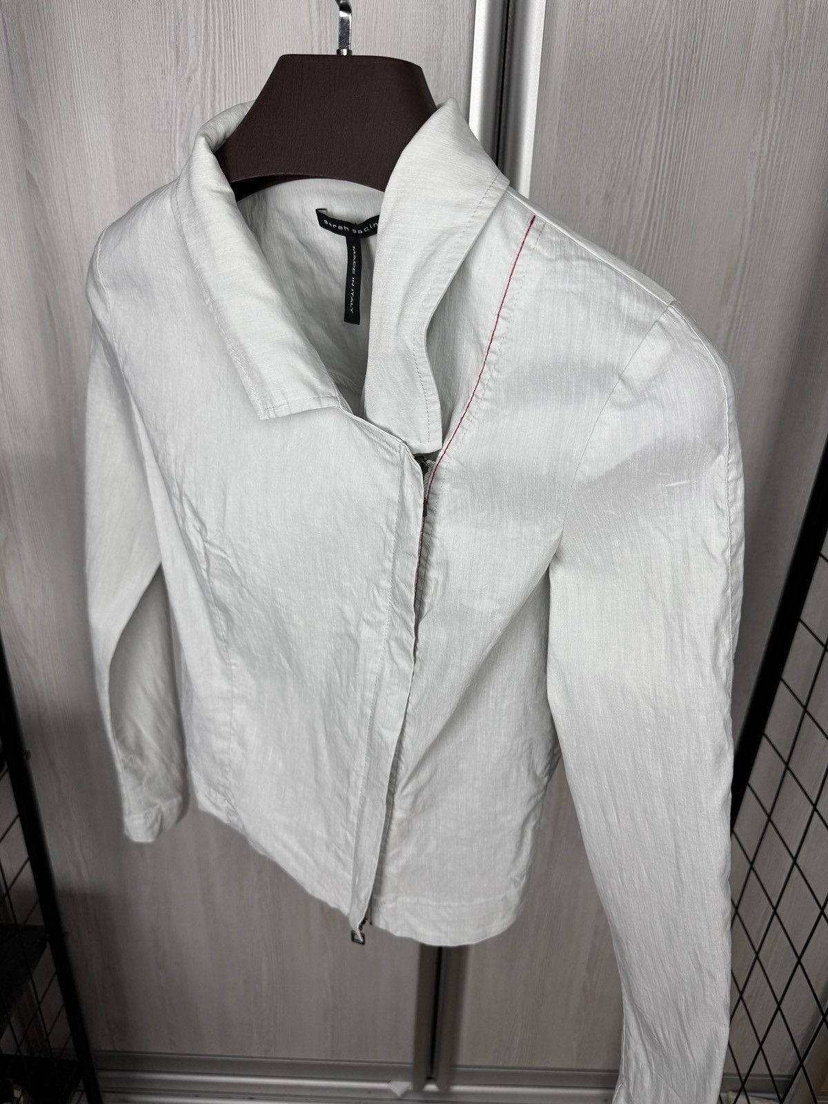 Sarah Pacini Sarah Pacini Women's Gray Asymmetrical Linen Zip Jacket Size XS / US 0-2 / IT 36-38 - 5 Thumbnail