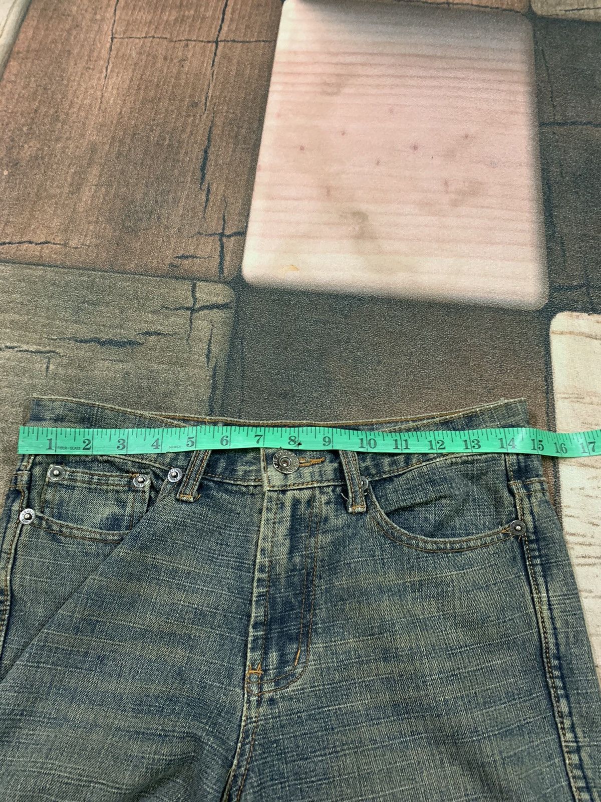 If Six Was Nine FLARED RUSTY WASH jeans with claw mark faded design Size US 29 - 15 Thumbnail