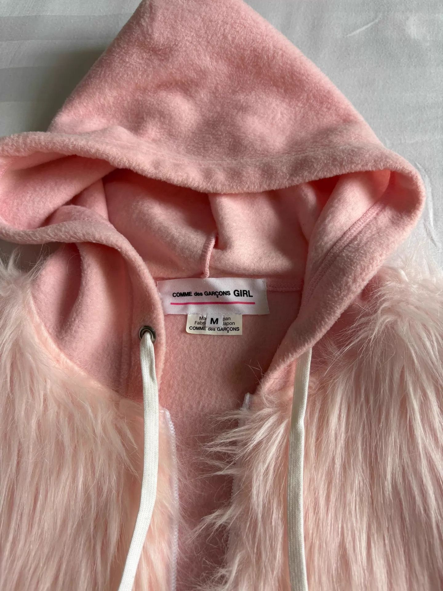 Comme des Garcons CDG Girl Pink Fur Panel Hoodie Jacket Women's Size M / US 6-8 / IT 42-44 - 3 Thumbnail