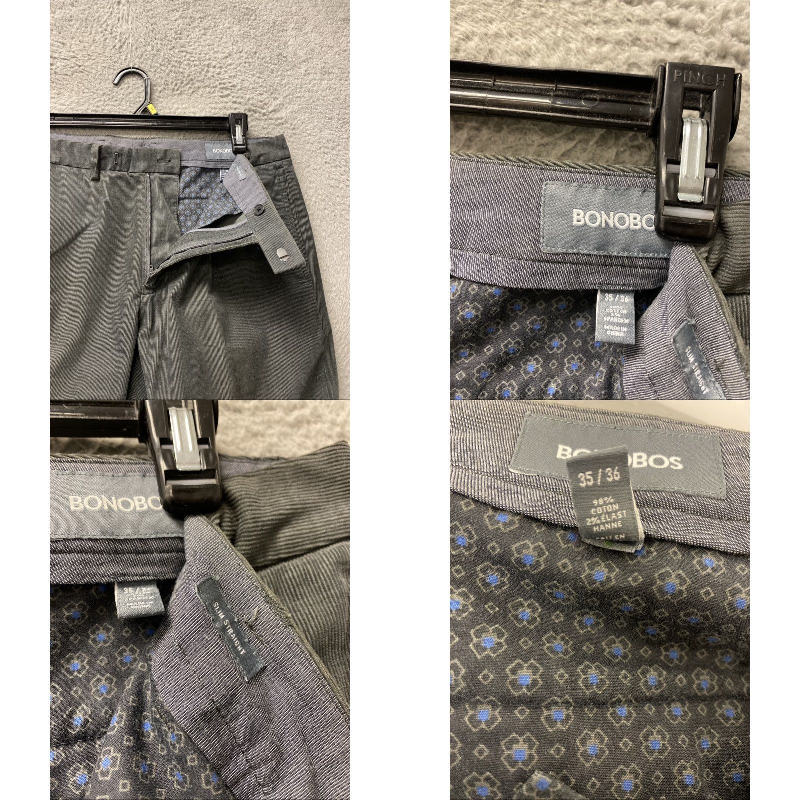 Bonobos Bonobos Pants Men 35x34 Gray Corduroy Slim Straight Stretch Casual Office Pants Mens Slim Straight Chino Gray 35x34 Size US 36 / EU 52 - 8 Thumbnail