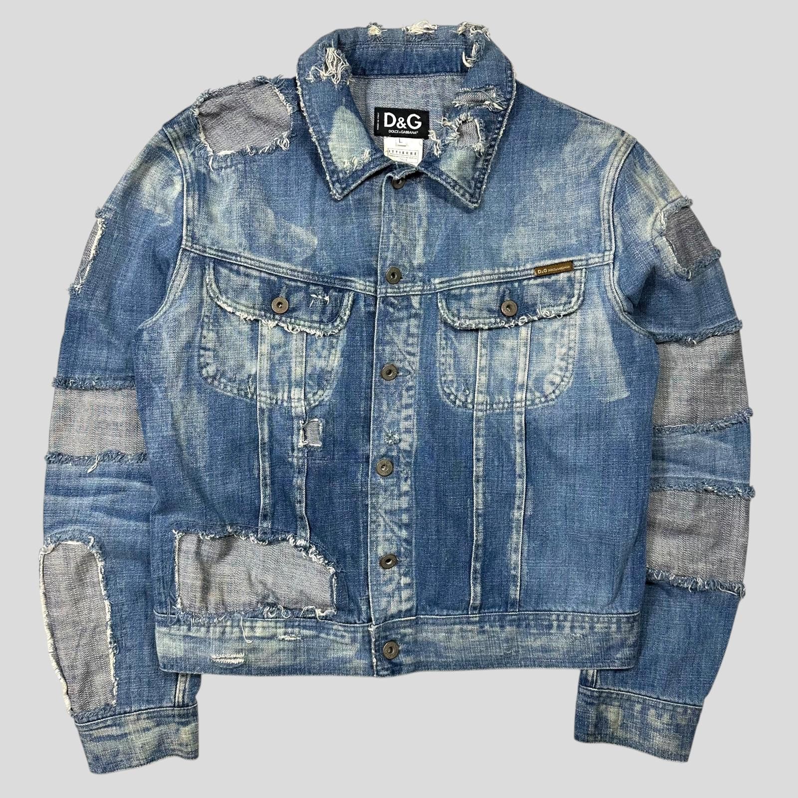 D.Gnak By Kang.D D&G AW04 Distressed Reconstructed Denim Boxy Jacket - L (M) Size US M / EU 48-50 / 2 - 1 Thumbnail