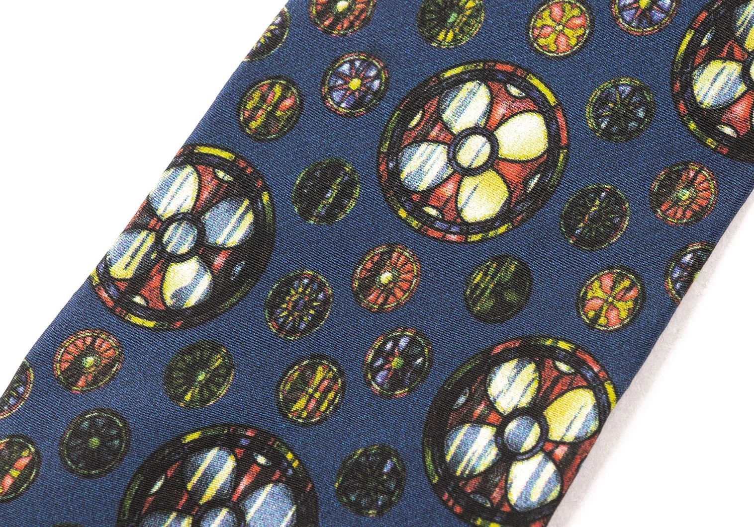 Jean Paul Gaultier Circle Print Silk Tie in Blue and Red Size ONE SIZE - 4 Thumbnail