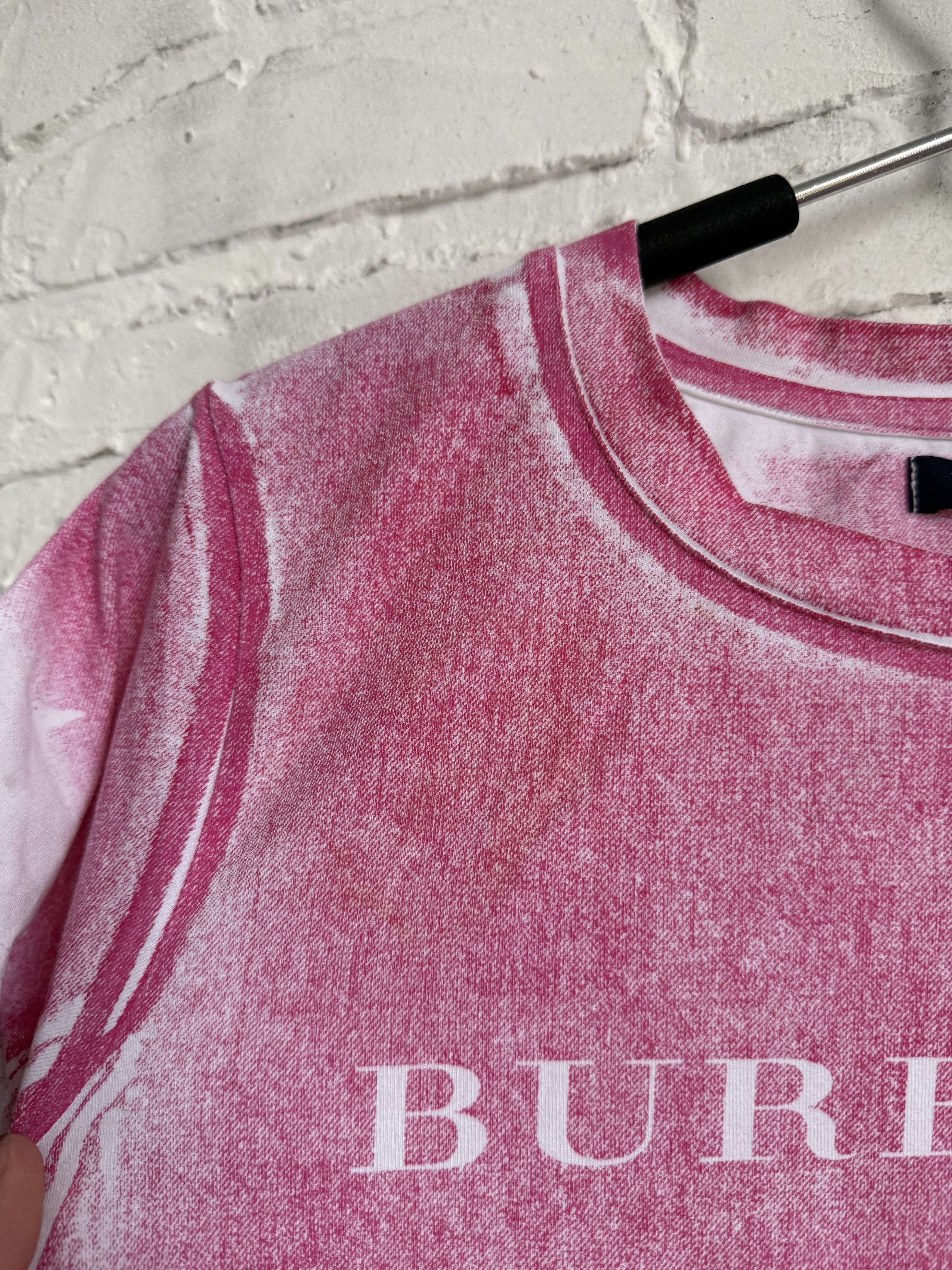 Burberry Rare Vintage Burberry pink washed denim logo t-shirt Size L / US 10 / IT 46 - 4 Thumbnail