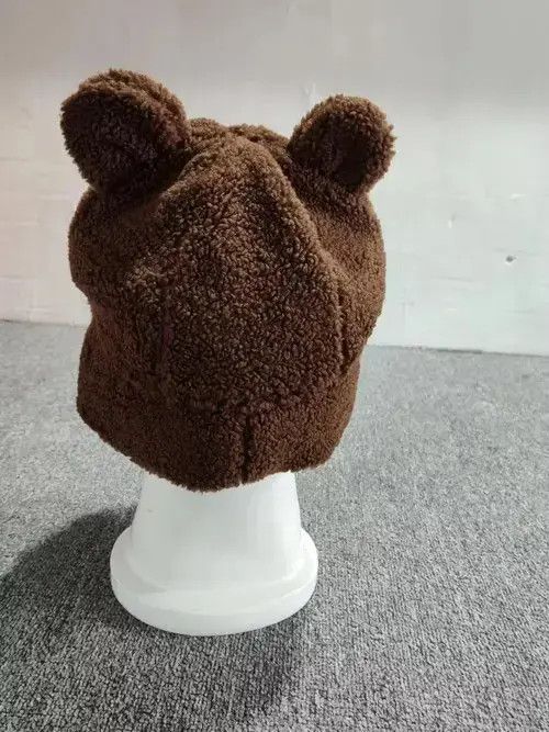 Other Bear Ears Fleece Beanie Hat Brown Color Size S/M Size ONE SIZE - 4 Thumbnail
