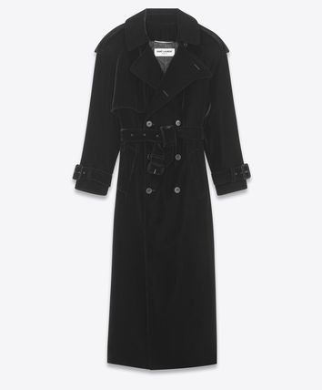 Saint Laurent Paris o1bcso1str0924 Trench Coat in Velvet in Black Size US S / EU 44-46 / 1 - 1 Thumbnail