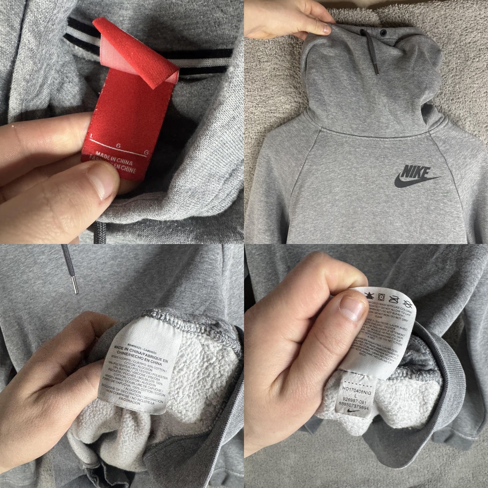 Nike Nike Hoodie Mens Large Gray Funnel Neck Fleece Pullover Sweatshirt Swoosh Logo Size US L / EU 52-54 / 3 - 8 Thumbnail