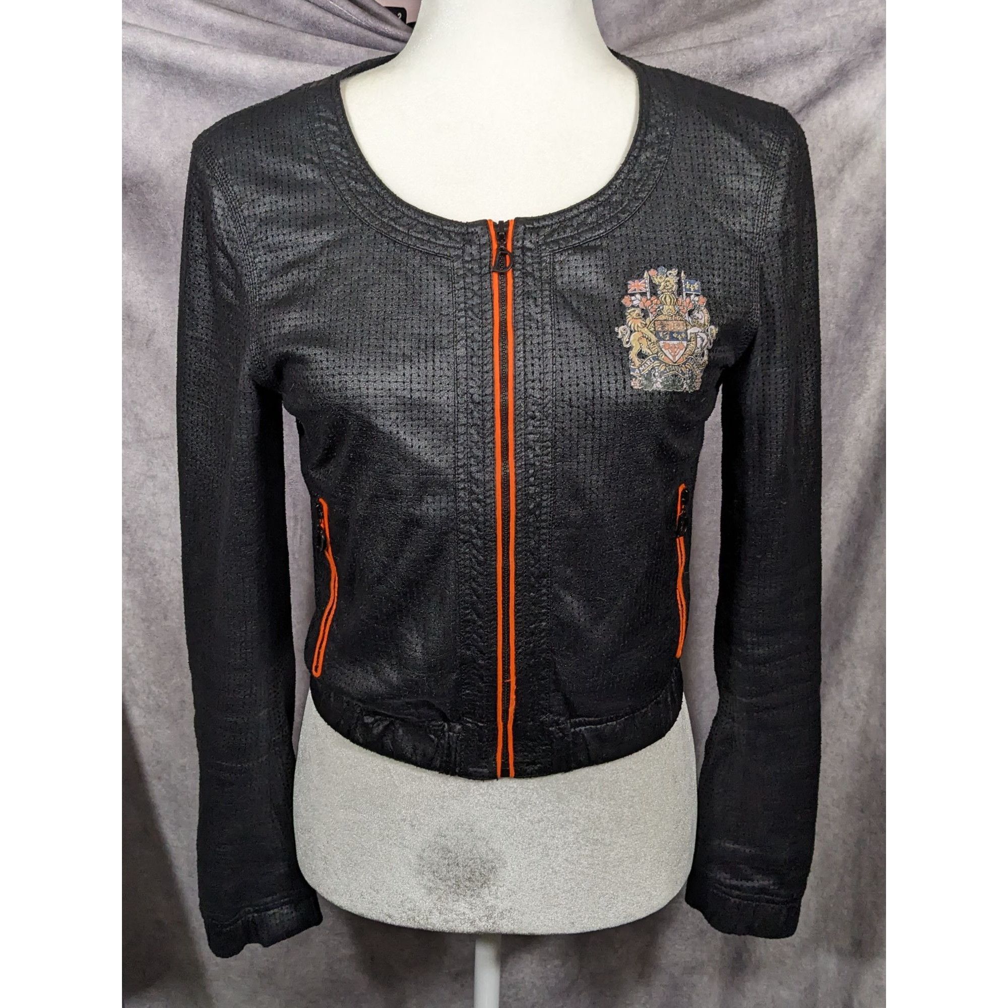 Other DGVI Black Casual Jacket With Printed Royal Crest Accents Si Size S / US 4 / IT 40 - 9 Thumbnail