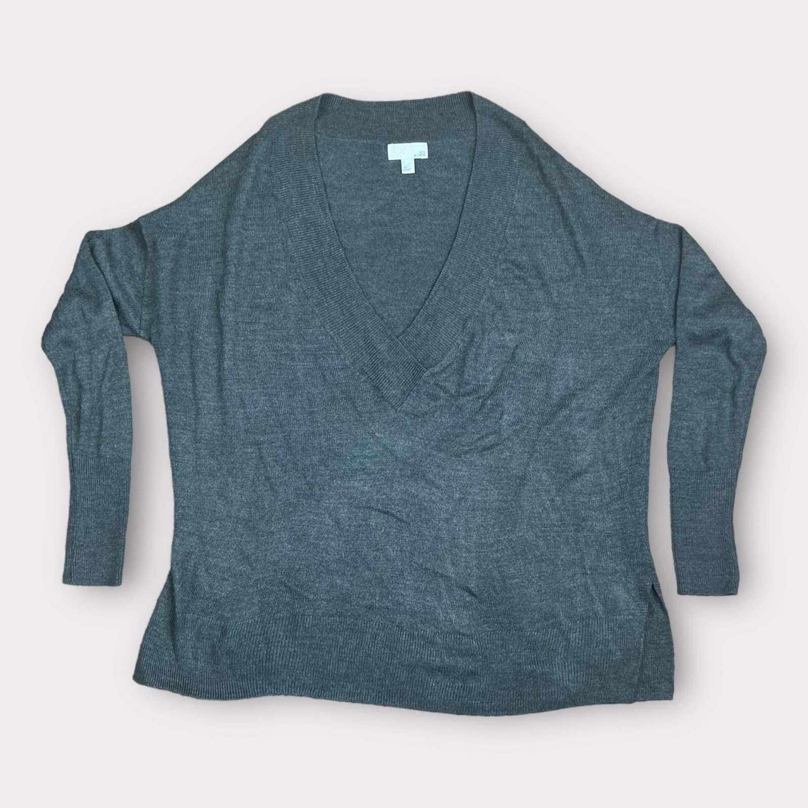 14th & Union 14 & Union | Deep V-Neck Gray Oversized Sweater | Small Size S / US 4 / IT 40 - 4 Thumbnail