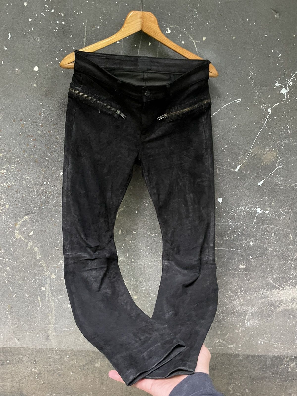 Rta Road To Awe R+ A Leather Pants Zipper Avant Garde Black RARE Size 28" / US 6 / IT 42 - 7 Thumbnail