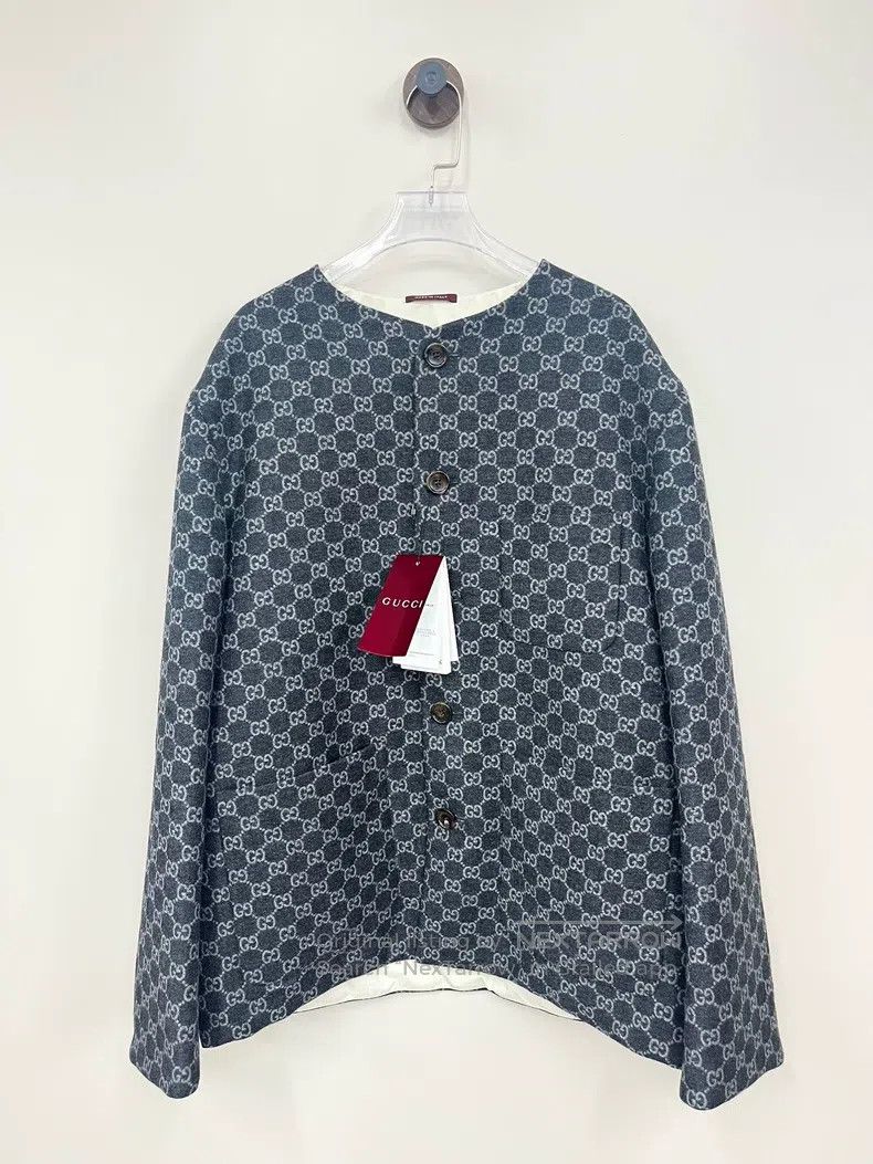 Gucci Gucci Gray double G full-print single-breasted long-sleeve Size US M / EU 48-50 / 2 - 1 Thumbnail