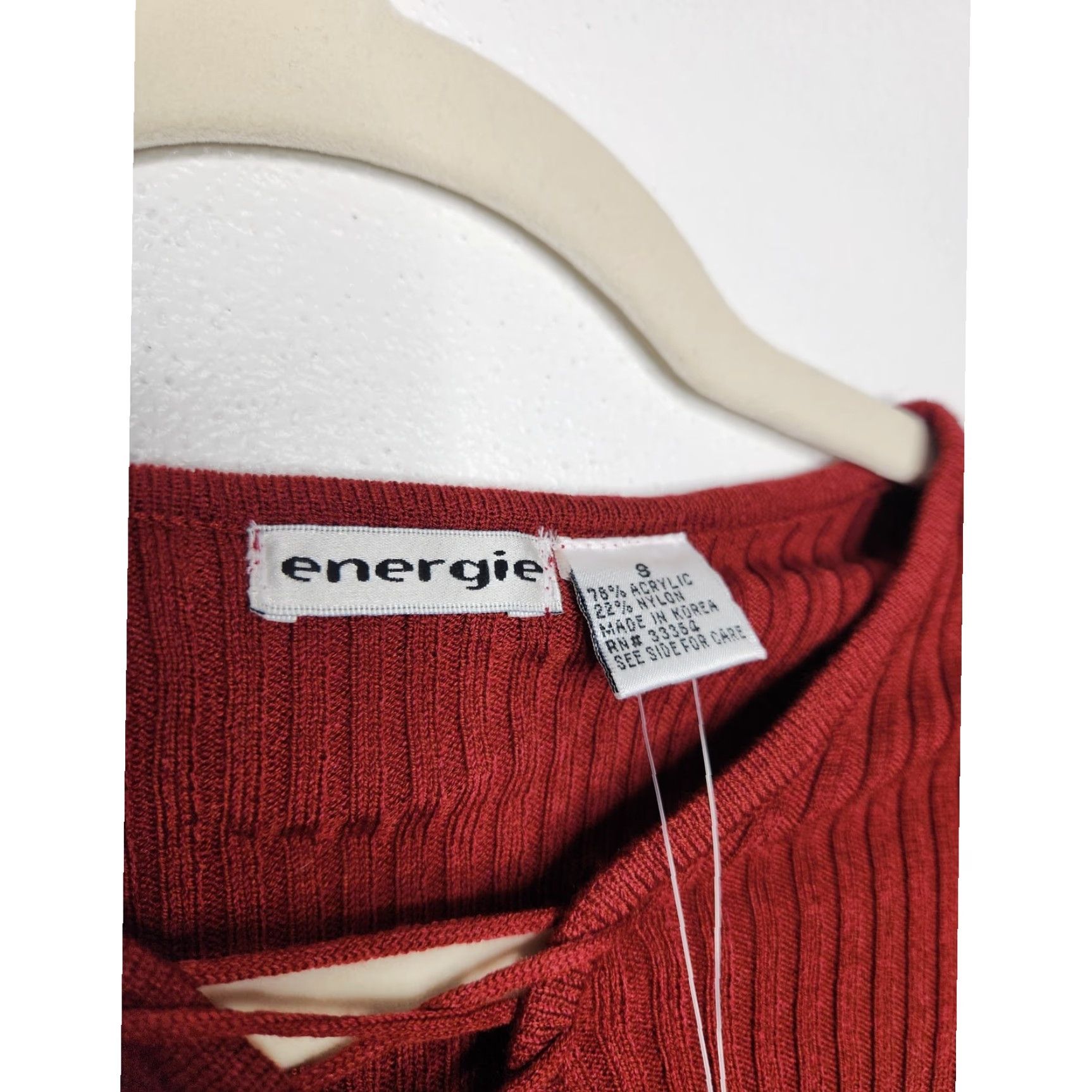 Energie VINTAGE Energie Red Ribbed Long Sleeve Shirt Women S Fairy Witchy Fall Autumn NWT 90s 00s Grunge Y2K Art Nature Tee Shirt, Red, S, Women Size S / US 4 / IT 40 - 4 Thumbnail