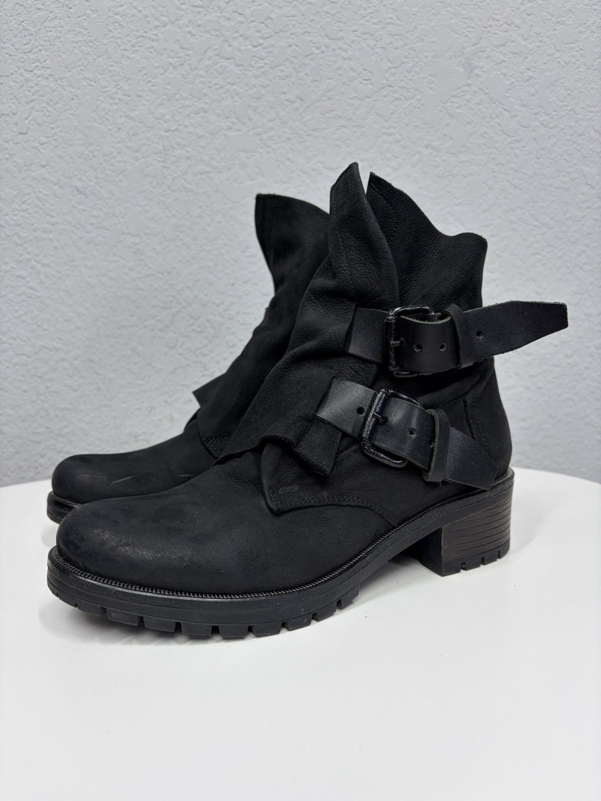 Hedi Slimane Vintage Italian AS 98 Rick Owens Style Leather Biker Boots Size US 7.5 / EU 40-41 - 9 Thumbnail