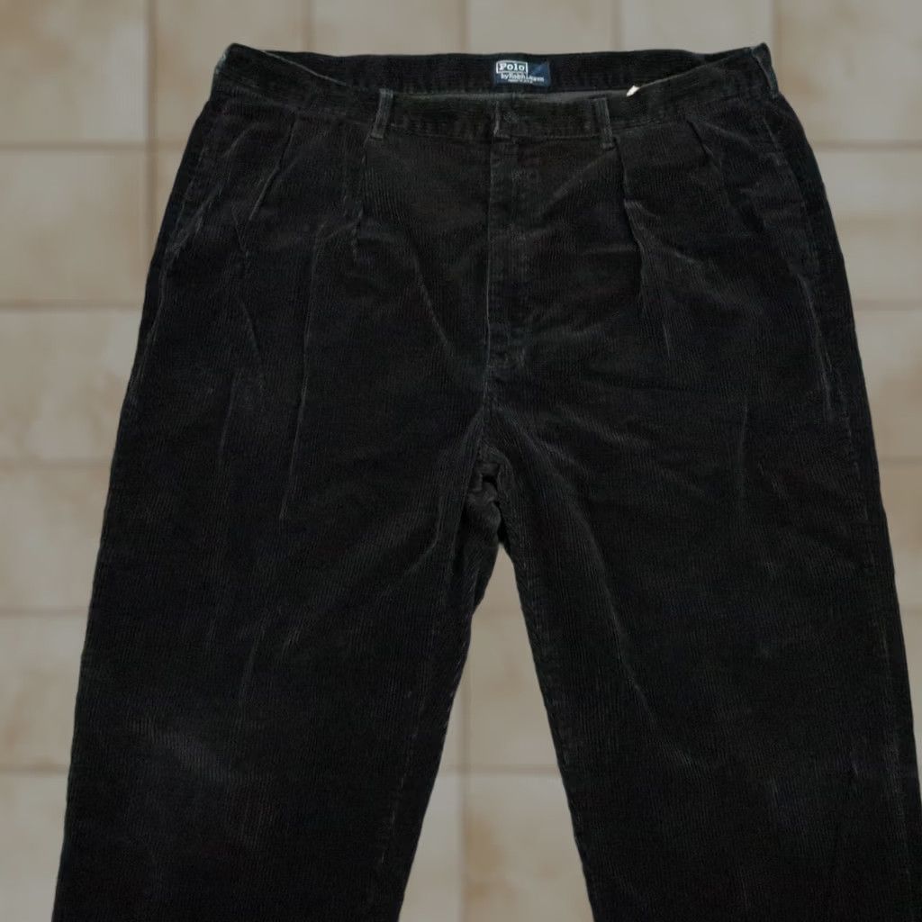 Polo Ralph Lauren VINTAGE Polo Ralph Lauren Pants Mens 38x30 Brown Corduroy Double Pleat Wide Leg Shirt Size US M / EU 48-50 / 2 - 1 Thumbnail