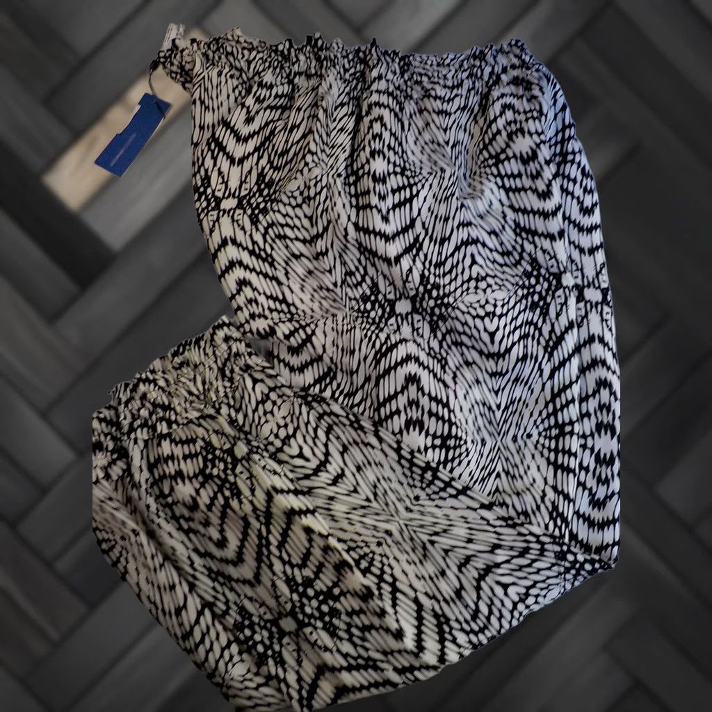 Rebecca Minkoff REBECCA MINKOFF A PEA IN THE POD Elastic Waist Zee Print Maternity Pants LG NWT Ivory Black Size 36" / US 14 / IT 50 - 1 Thumbnail