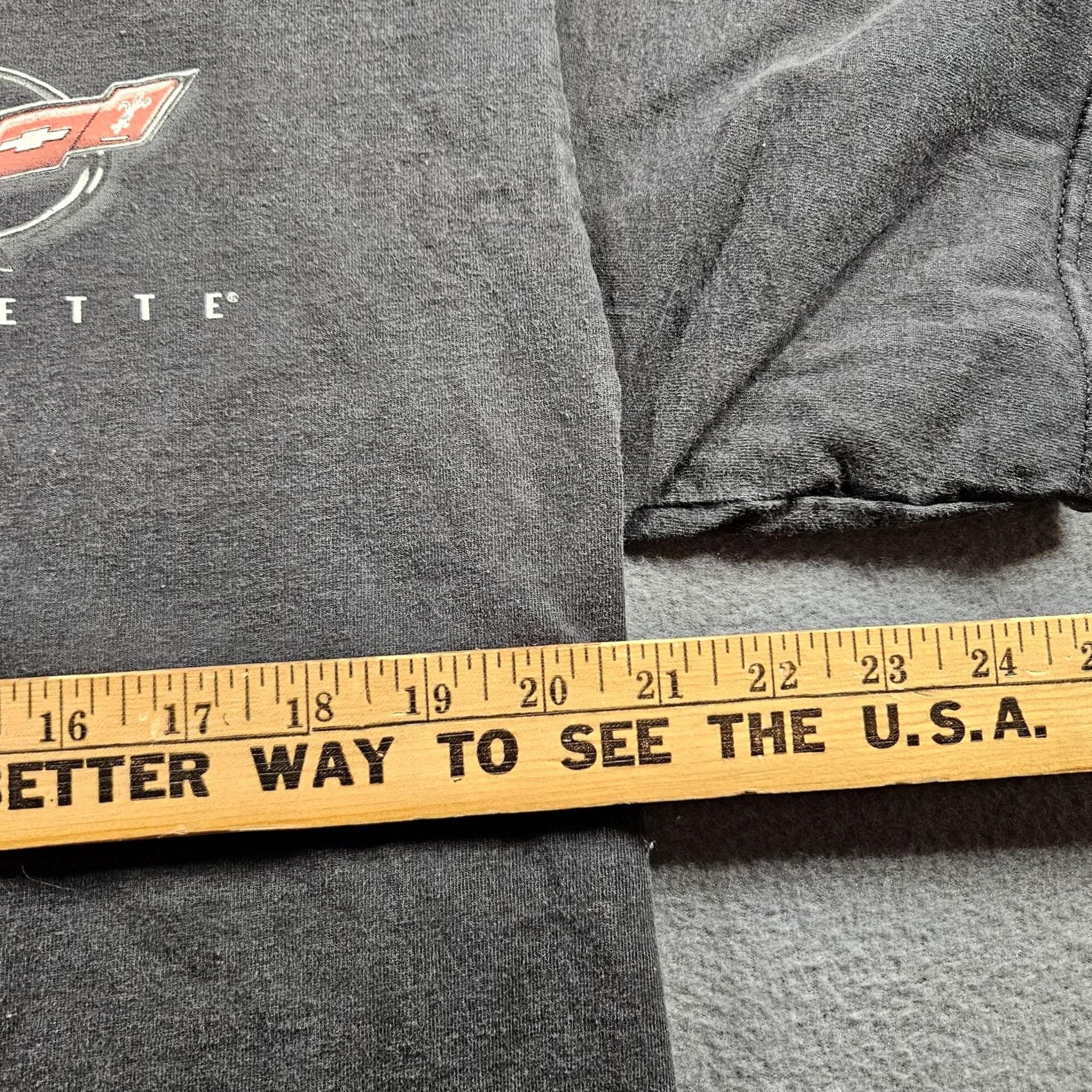 Delta VINTAGE Corvette Shirt Delta Mens Large Black Crew Neck Short Sleeve Graphic Print USA Flag Cars 90s Boys/Girls? Size US L / EU 52-54 / 3 - 5 Thumbnail