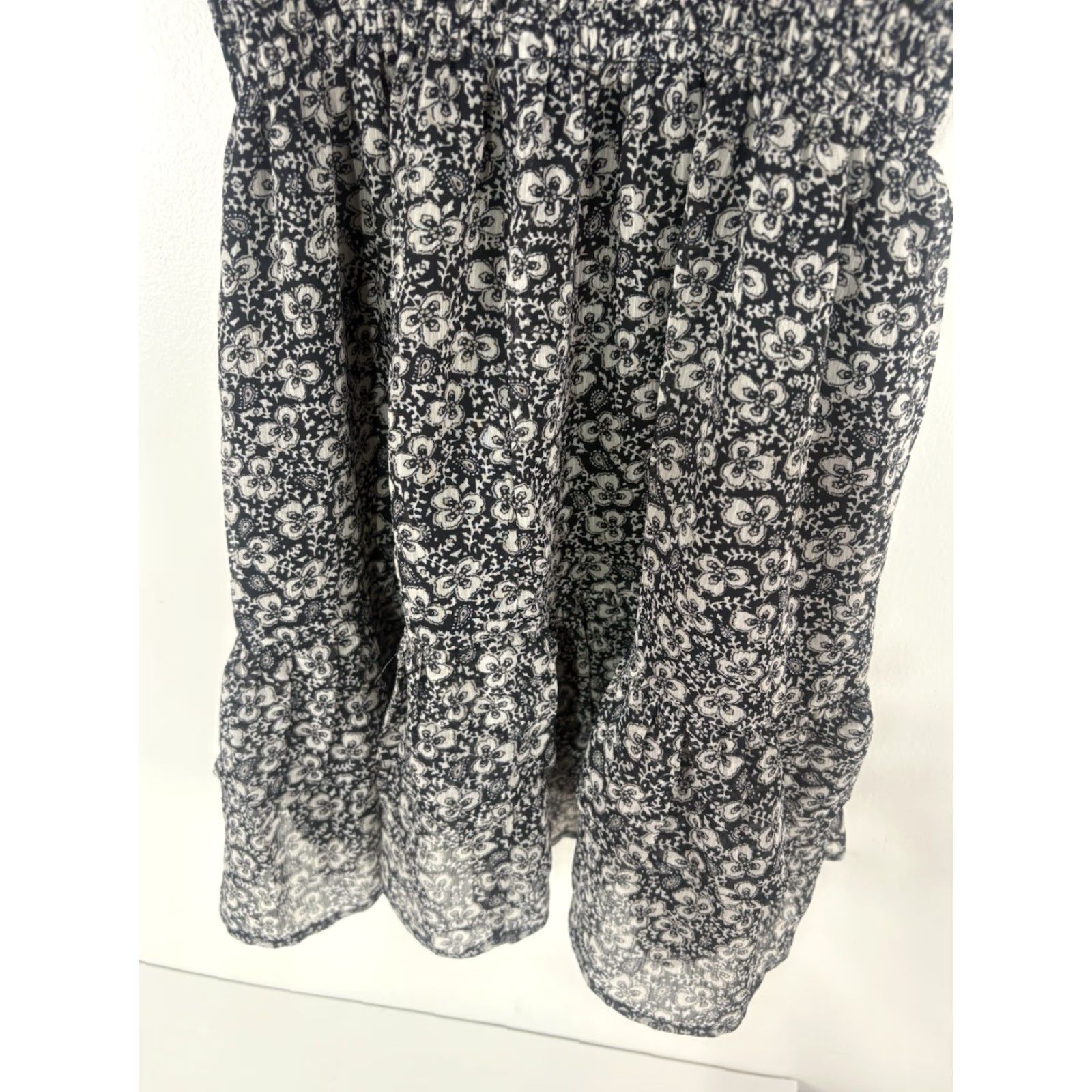 Vintage Olivia Grey Blk/Wht Floral Hi Neck Sleeveless Midi Dress Womens Size L Size L / US 10 / IT 46 - 7 Thumbnail