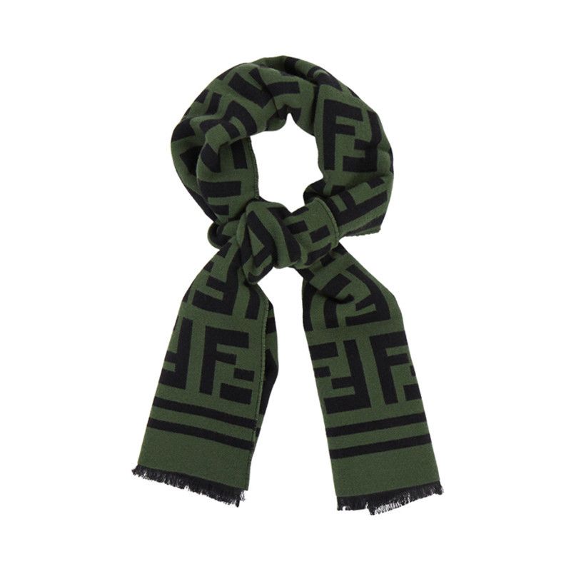 Fendi o1s1wg110426 Size:OS/ Scarf in Dark Green/Black Size ONE SIZE - 3 Thumbnail