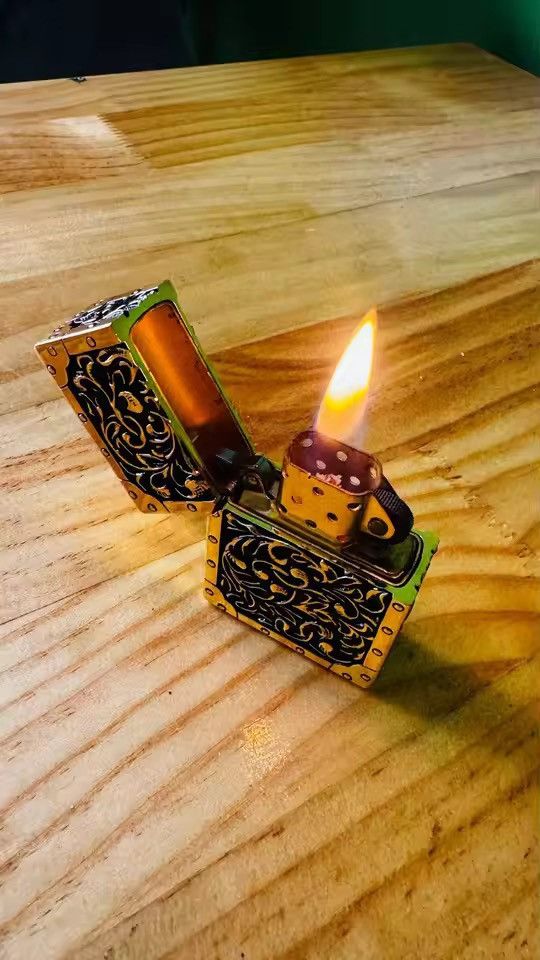 Japanese Brand Engraved Metal Lighter - Ornate Design with Copper Size ONE SIZE - 3 Thumbnail