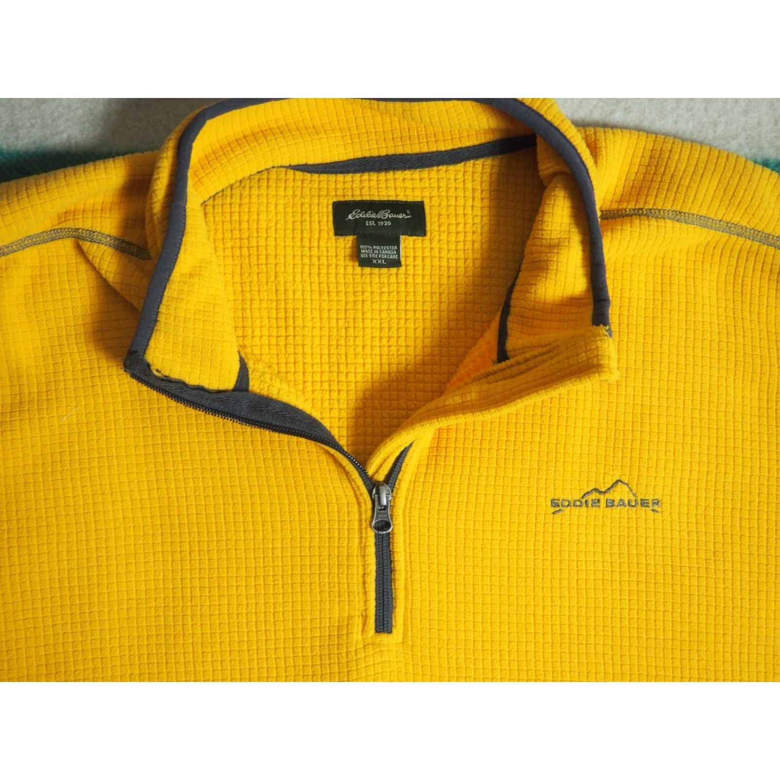 Eddie Bauer VINTAGE Eddie Bauer Jacket 1/4 Zip Fleece Mens 2XL Yellow 2000s Y2k Outdoor Hiking Grid Pullover Size US XXL / EU 58 / 5 - 2 Thumbnail