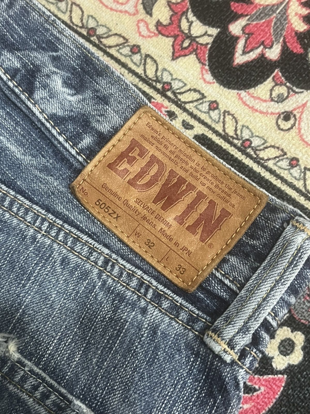Edwin Vintage Edwin Japan 505ZX Blue Faded Washed Selvedge Jeans Size US 32 / EU 48 - 8 Thumbnail