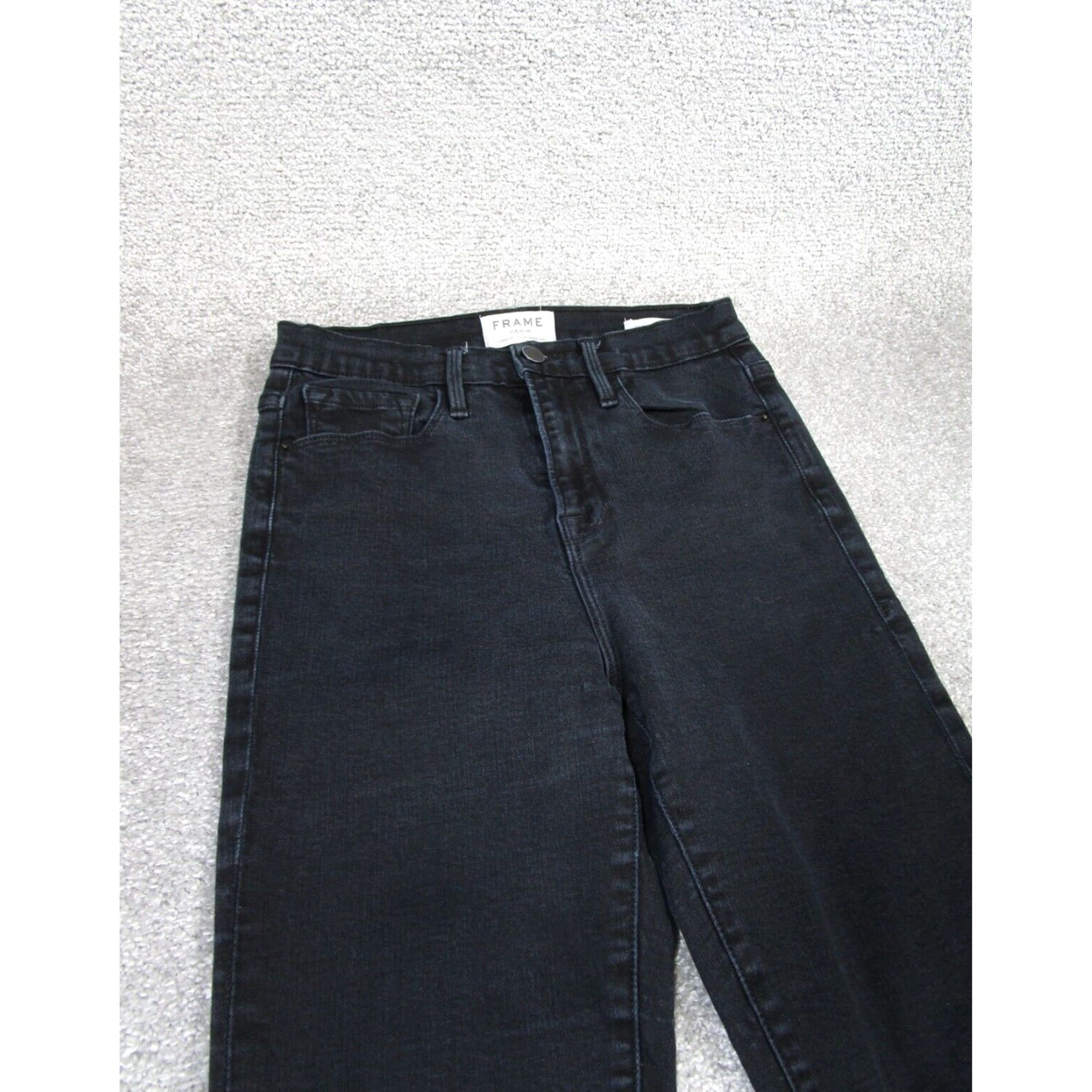 Frame FRAME Womens High Rise Skinny Jeans Black Denim Size 26 Size 26" / US 2 / IT 38 - 3 Thumbnail