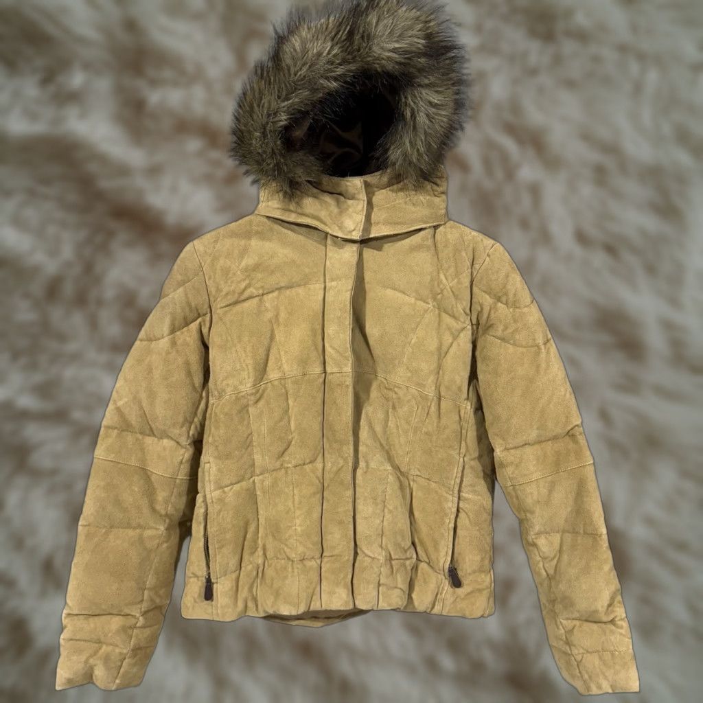 Eddie Bauer VINTAGE Eddie Bauer Goose Down Brown Suede Leather Faux Fur Puffer Jacket Women Petite S Size S / US 4 / IT 40 - 1 Thumbnail