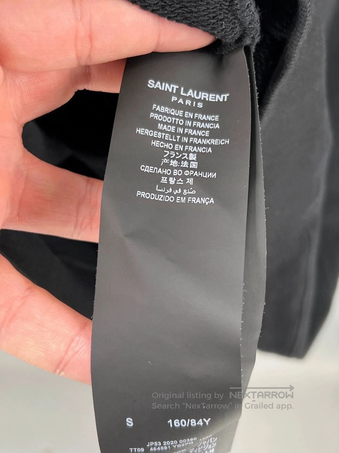 Yves Saint Laurent black cotton hooded sweatshirt for men. Size US S / EU 44-46 / 1 - 5 Thumbnail