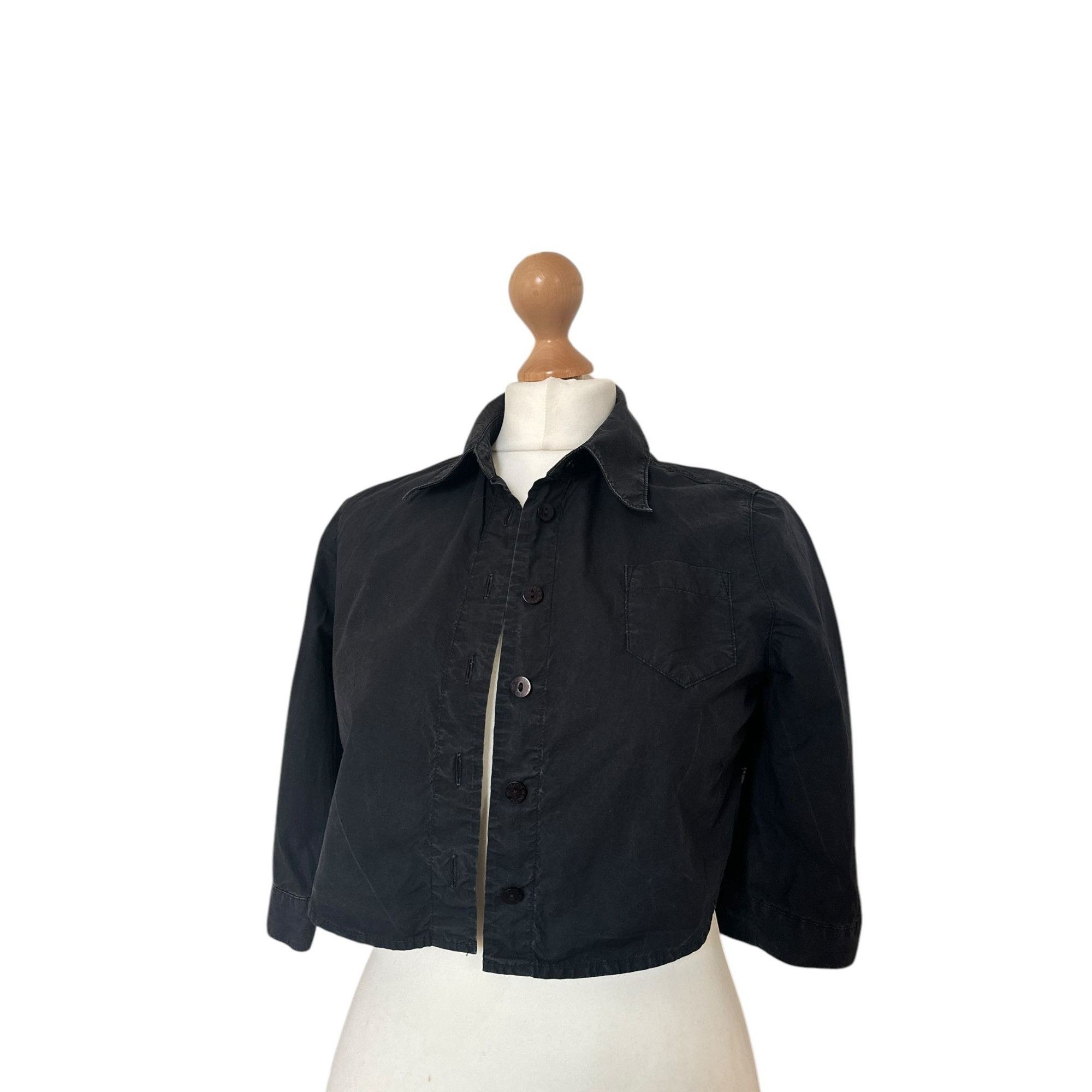 Jean Paul Gaultier Vintage 1990s Black Cropped Shirt Size M / US 6-8 / IT 42-44 - 2 Thumbnail