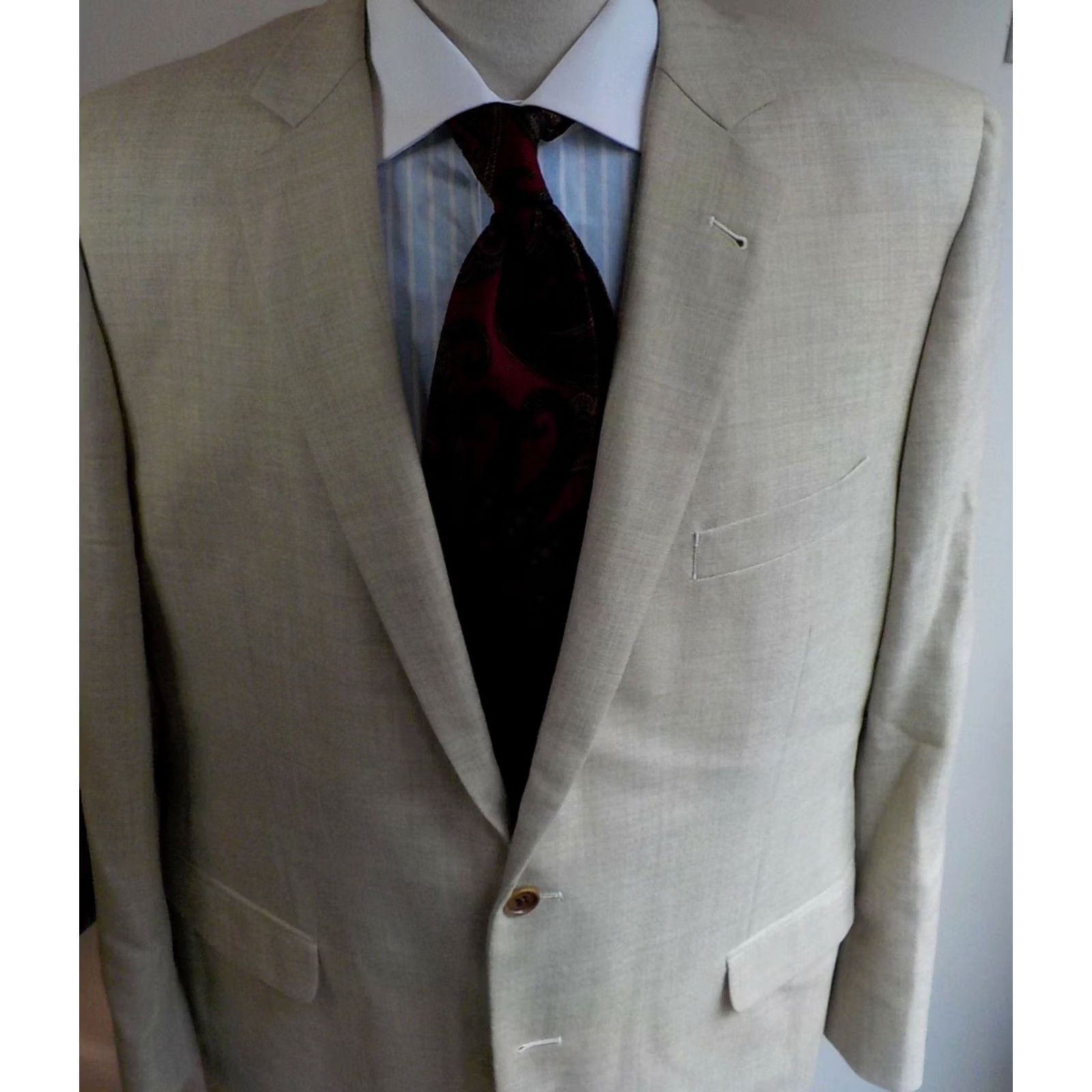 Brooks Brothers BROOKS BROTHERS 1818 Fitzgerald Blazer Wool Oatmeal 2 Button SZ 46R Mens Jacket Coat Blazer 2 Button Notch Wool 100% Tats Size 46R - 2 Thumbnail