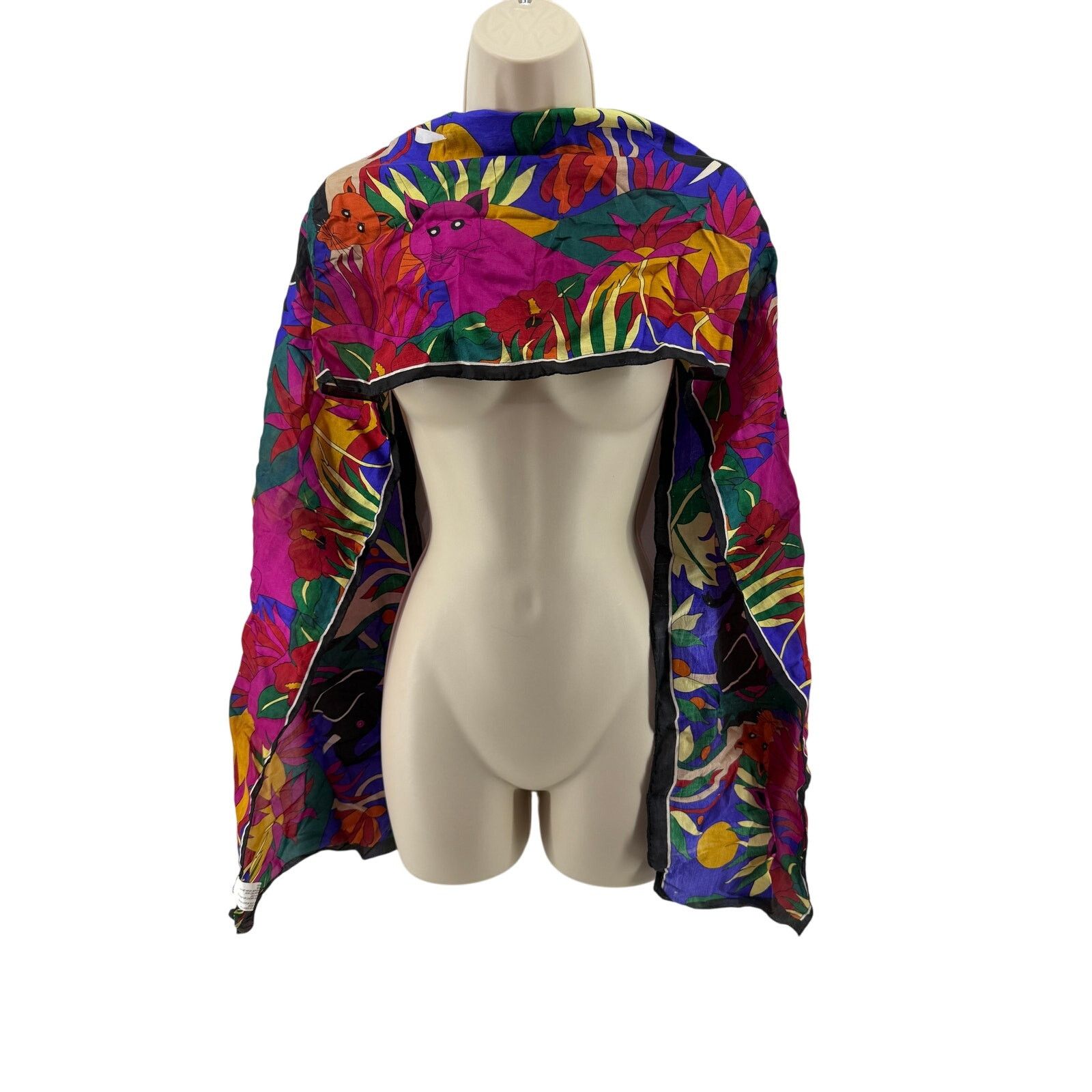 Vintage Vintage Mamudpur 80s Rainbow Jungle Silk Scar Animal Size ONE SIZE - 5 Thumbnail