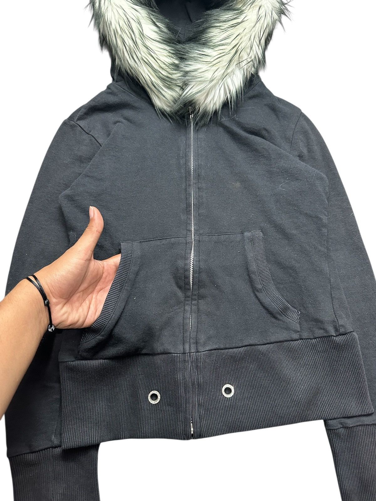 Japanese Brand STUDDED MISCH MASCH FUR ZIP BLACK HOODIE IFSIX LGB STYLE Size XS / US 0-2 / IT 36-38 - 5 Thumbnail