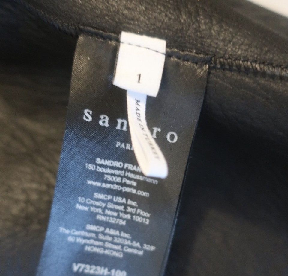 Sandro Sandro Shearling & Leather Zip Jacket Black & Green Chevron Size M / US 6-8 / IT 42-44 - 16 Thumbnail