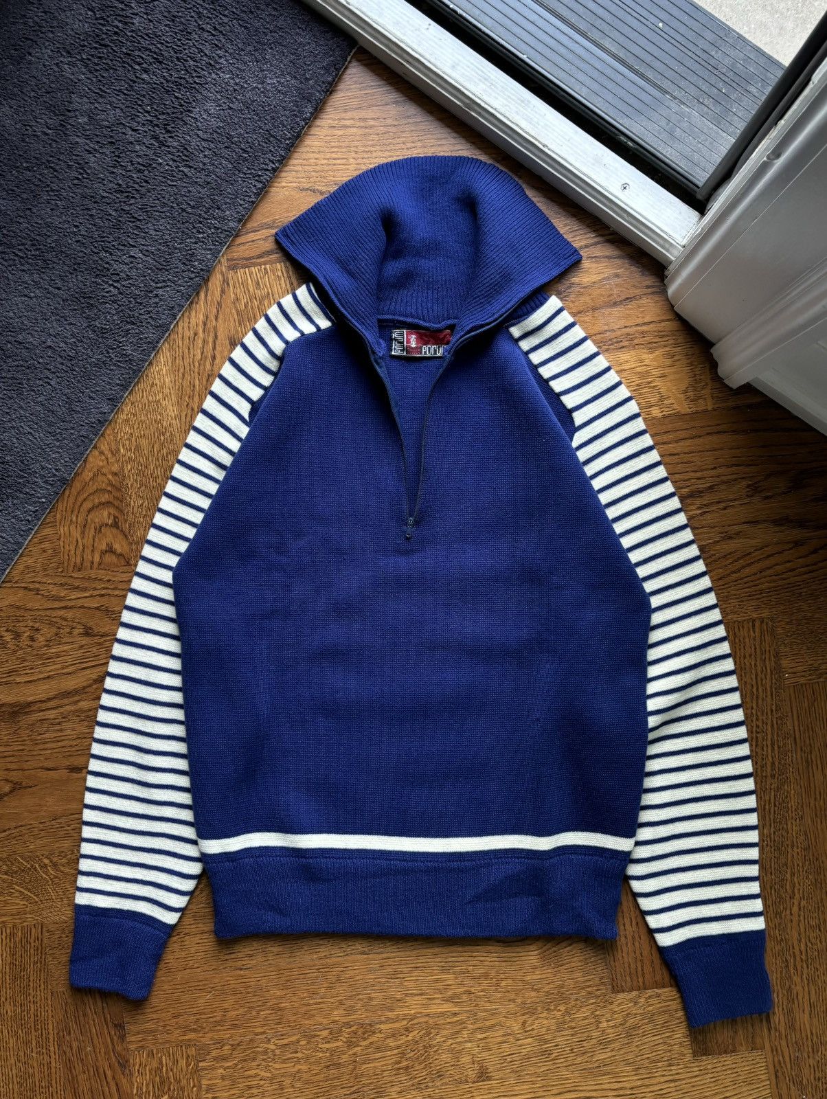 Fred Perry × Vintage 80s Vintage Ski Sweater Quarter Zip Track 70s Acrylic Raglan Size US M / EU 48-50 / 2 - 1 Thumbnail