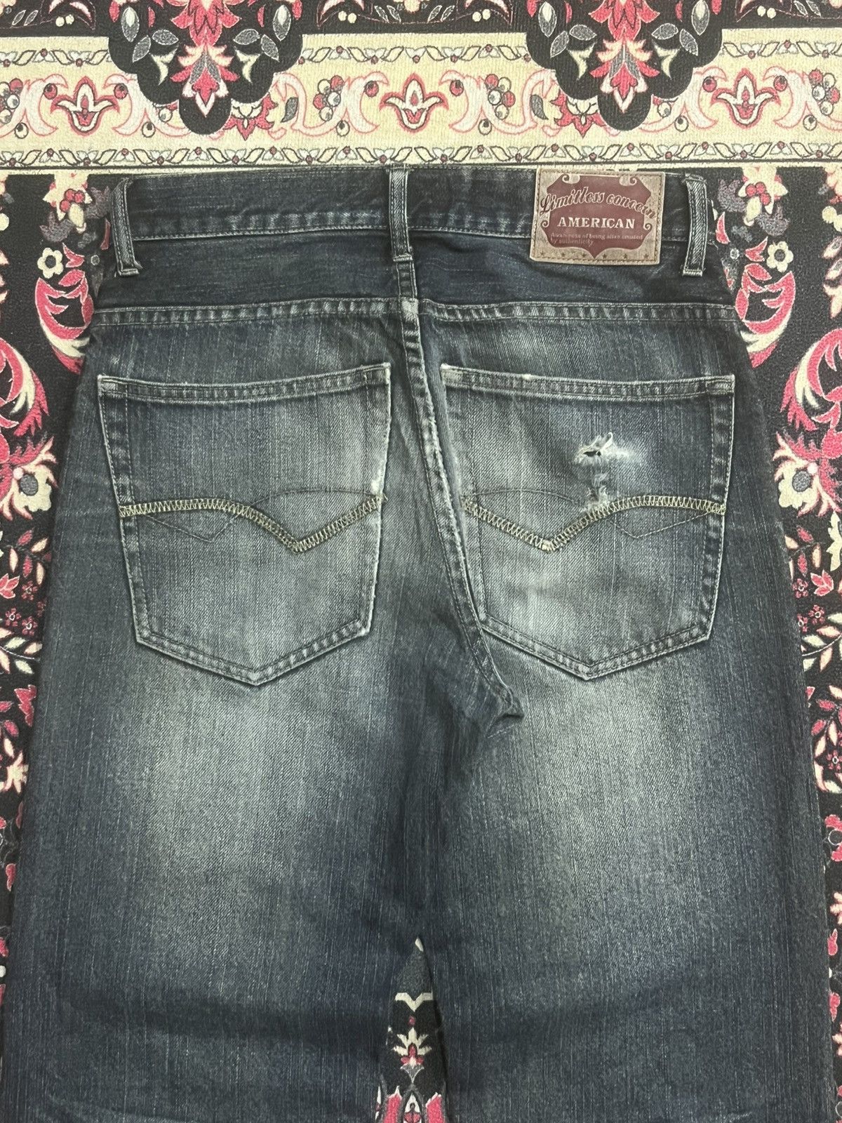 Undercover Vintage Japanese Brand Amore Puro Dark Whisker Frayed Jeans Size US 29 - 6 Thumbnail
