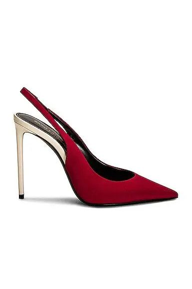 Saint Laurent Paris o1b1hav111224 Zoe Slingback Pumps in Crepe De Chine in Red Size US 5.5 / IT 35.5 - 1 Thumbnail