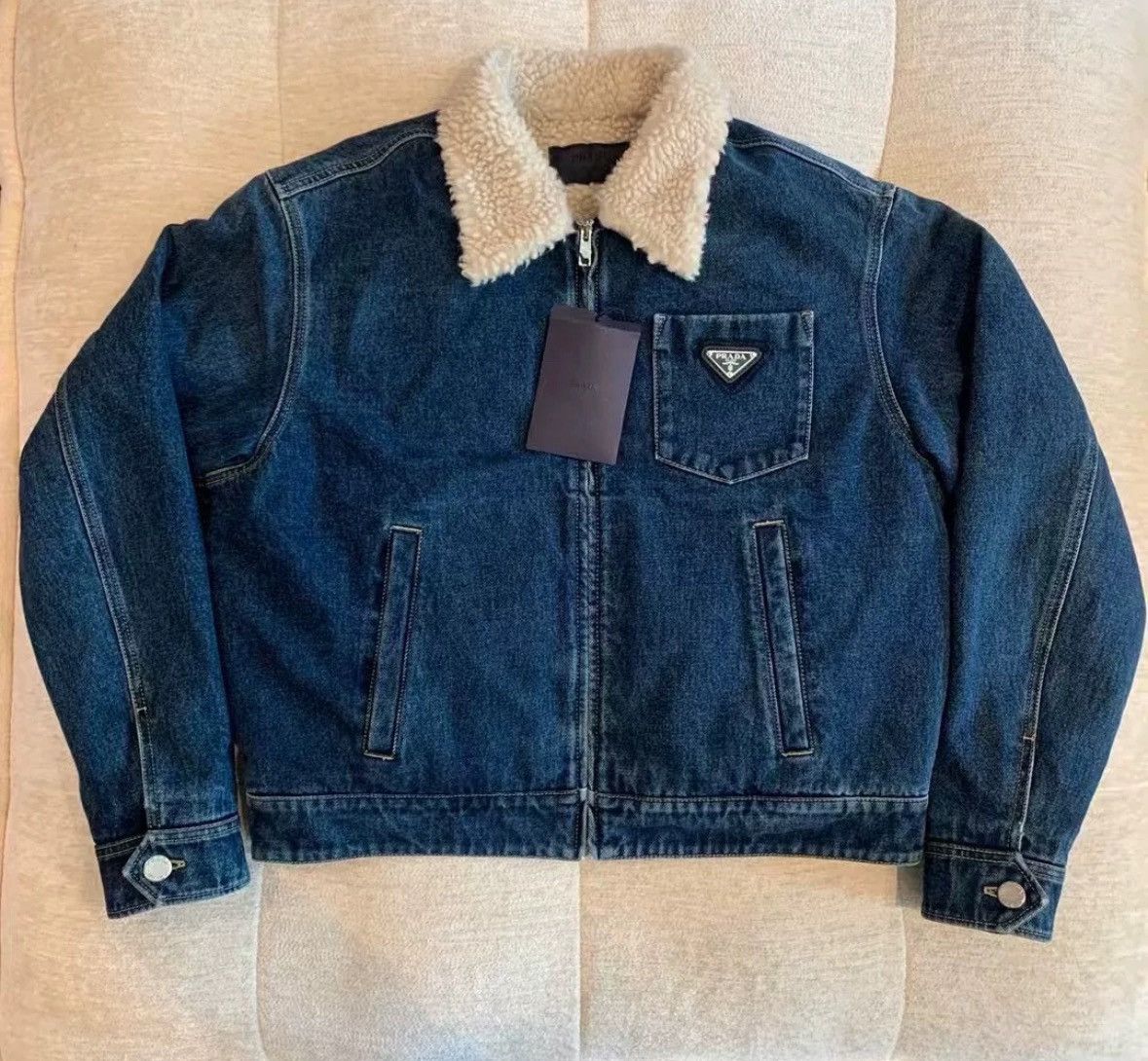 PradaFW22 Logo lapel long-sleeved denim jacket 2503-Nextarr