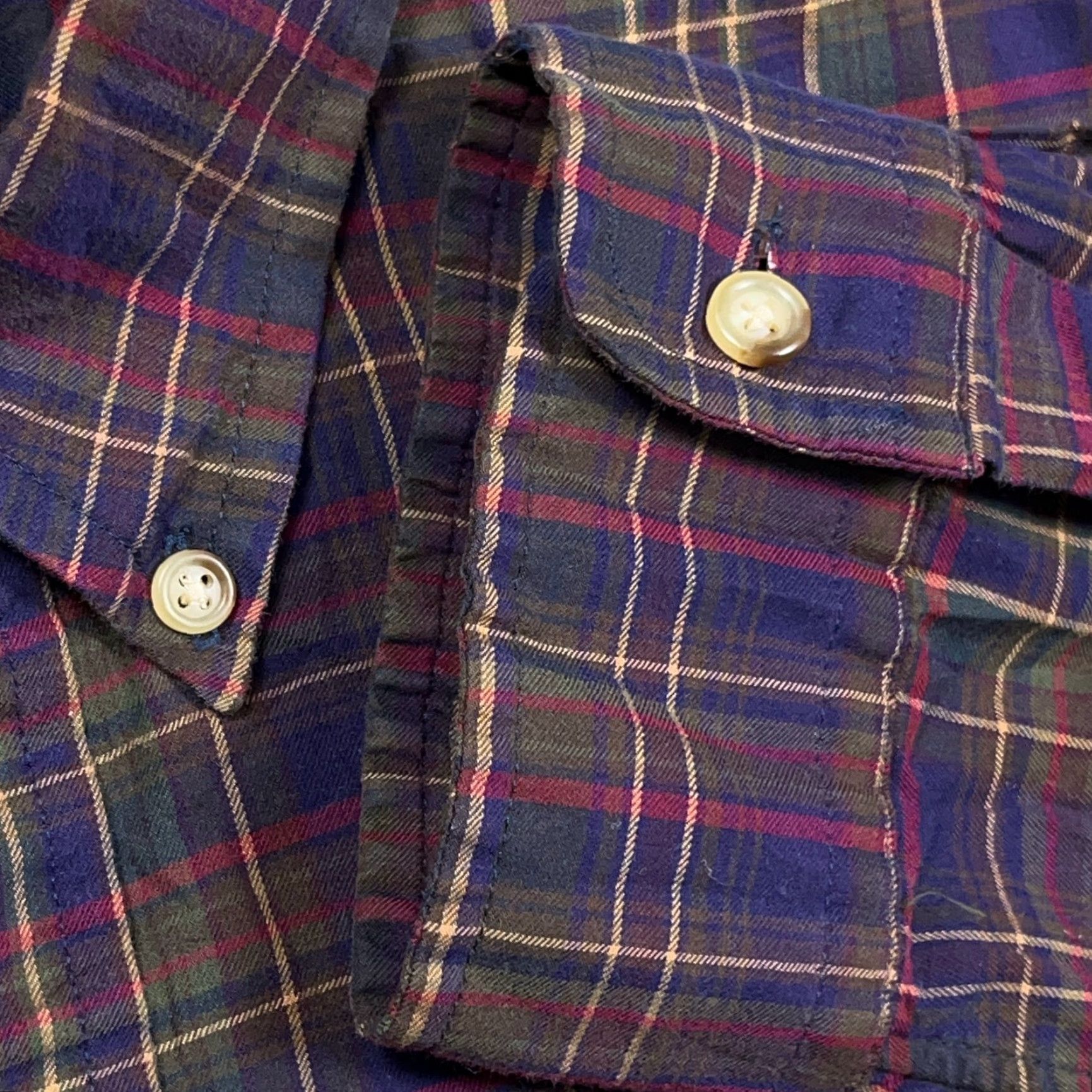 Ralph Lauren Ralph Lauren Shirt Men XL Button-Up Plaid Purple Olive Green Wool Blend Colorful Preppy Modern Size 46R - 5 Thumbnail