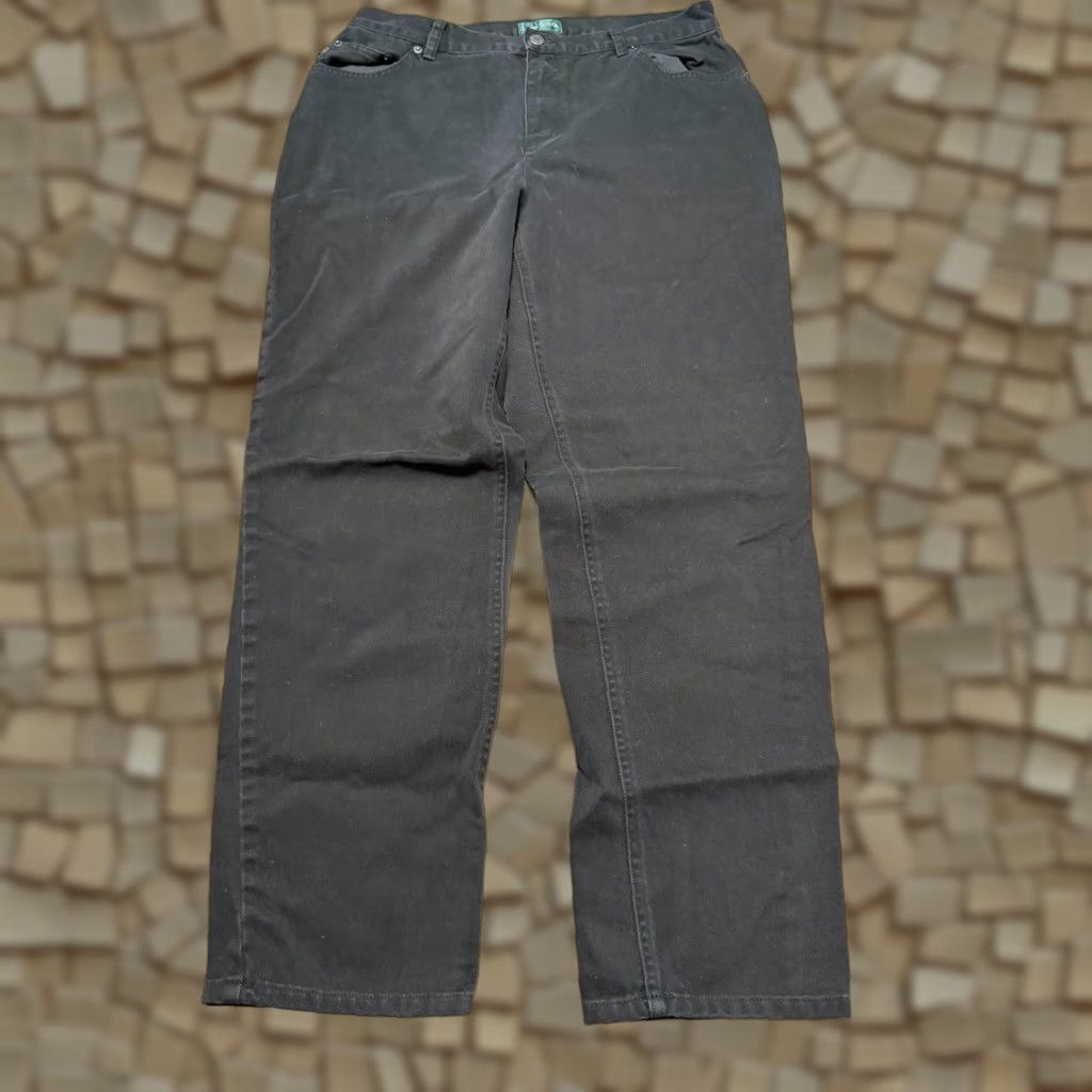 Ralph Lauren Lauren Ralph Lauren Jeans Womens 16W Black Straight Leg Mid Rise Denim Pocket 5-Pocket Design Size 38" / US 16 / IT 52 - 1 Thumbnail