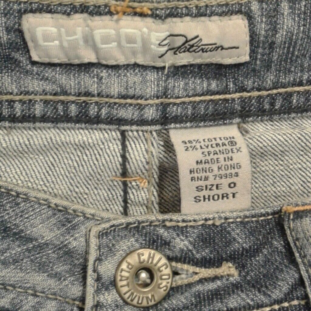 Chicos Chico's Platinum Size 0 small 4 short denim blue jeans Size 30" / US 8 / IT 44 - 8 Thumbnail
