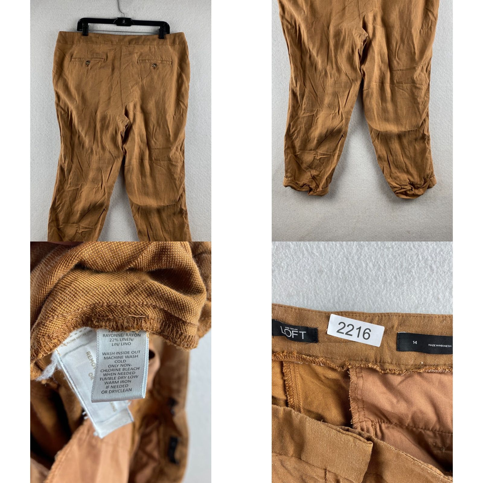 Ann Taylor VINTAGE Ann Taylor Loft Pants Womens 14 Brown Paperbag Ankle Cuffed Tie Front Casual Size 36" / US 14 / IT 50 - 10 Thumbnail