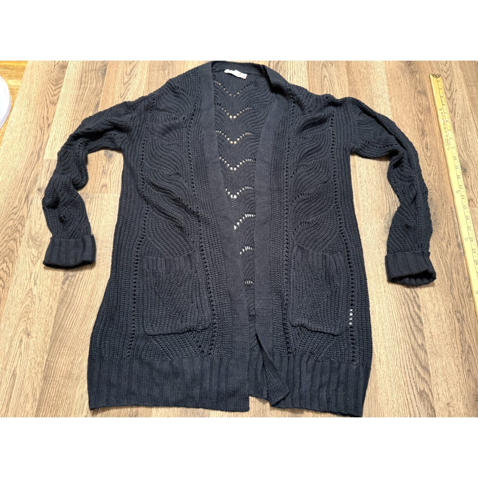 Vintage Pink Republic Women's Cardigan Sweater Black Long Sleeve Open Knit L Cardigan Open Size L / US 10 / IT 46 - 2 Thumbnail