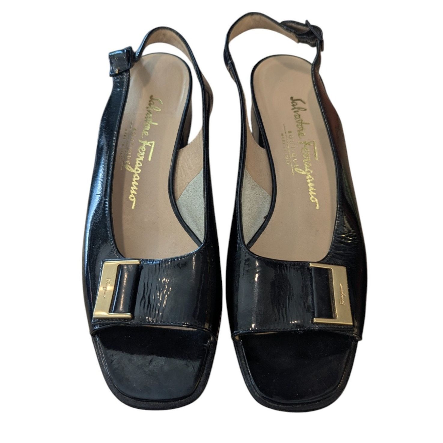 Salvatore Ferragamo 7AA Salvatore Ferragamo Boutique Black Leather Slingback Size US 7 / IT 37 - 2 Thumbnail